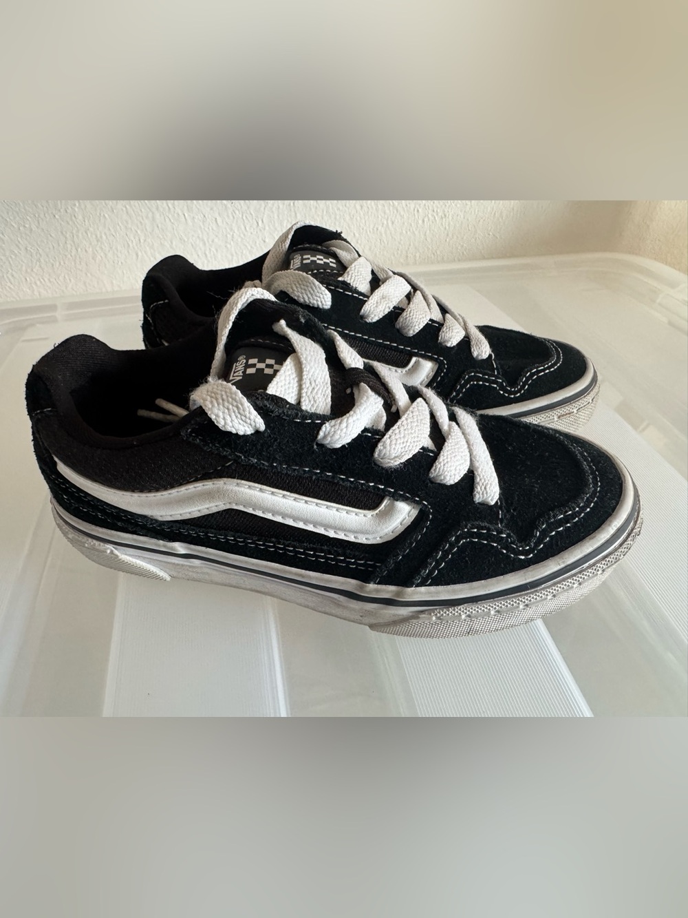 Vans Kids Black and White Low-Top Skate Sneakers